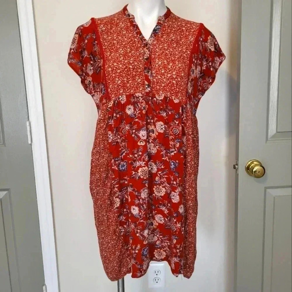 Knox Rose Floral Paisley Print Boho Short Sleeve Dress(XS) - Picture 1 of 10